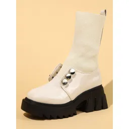 LULU & SKY Women Square-Toe Chunky Boots