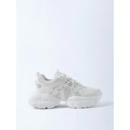 LUNA BLU by Westside White Mesh Detailed Chunky Sneakers