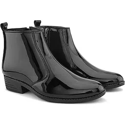 Luxeglint Chelsea for Men Shine Dress Boots | Premium PU Leather, Ankle-High Slip-On with Elastic Side Panels, Black Formal Party Footwear