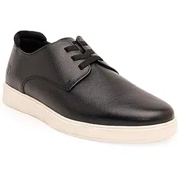 Luxurious Genuine Leather Sneakers with Dual-Tone Finish and Ortho Footbed