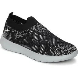 Marc Loire Women Black Woven Design Slip-On Sneakers Walking Shoes For Women