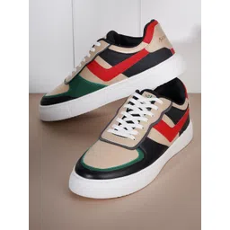Mast & Harbour Men Beige And Black Colourblocked Sneakers
