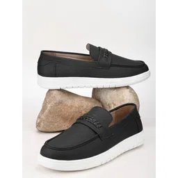 Mast & Harbour Men Black Round Toe Memory Foam Slip-On Sneakers