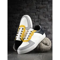Mast & Harbour Men White Colourblocked Round Toe Comfort Insole Sneakers