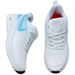 Mehta Collection North Plus Hurricane Men's Lightweight Training Shoes, White with Blue Accents, Mesh Upper, Soft Sole, Superior Grip for Running, Jogging, Gym Workouts