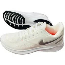 Mehta Collection ZoomX Invincible Run 3 Running Shoes, Triple White with Grey Swoosh, Performance Athletic Trainers, Cushioned Mesh Upper