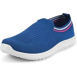 Memory Foam Women's Casual Knitted Slip-On Shoes | Comfortable Lightweight Walking Shoes for Office Travel for Girls and Ladies | Luxe Dark Navy Blue | 4 | Sizes 4-9