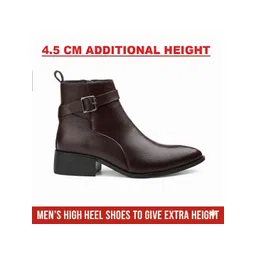 Men 4.5 Cm Heel Height Increasing Buckle Ankle Formal Boot