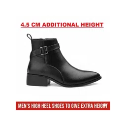 Men 4.5 Cm Heel Height Increasing Buckle Ankle Formal Boot