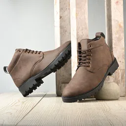 Men Beige suede Casual Outdor Lace-Up Boots || Synthetic Leather Boots for men Boots For Men