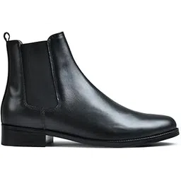 Men Black Genuine Leather Glossy Chelsea Boots