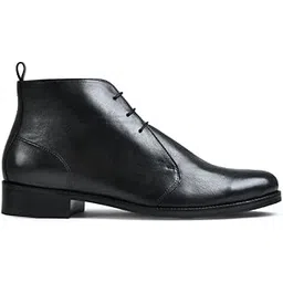 Men Black Genuine Leather Lace-Up Formal Ankle Boots