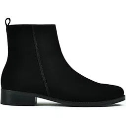Men Black Genuine Suede Side-Zip Ankle Boots