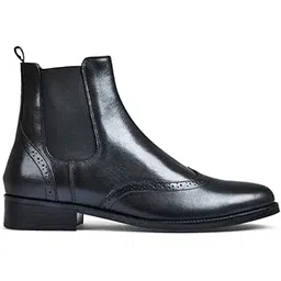 Men Black Suede Leather Brogue Chelsea Boots