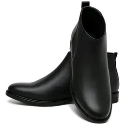 Men Black Synthetic Leather Casual Chelsea Boots Boots For Men (Black , 6) Boots For Men