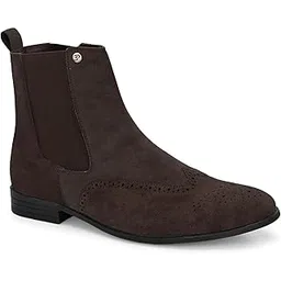Men Brown Faux Leather Casual Slip On Boots EP4305_PA