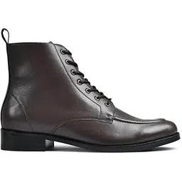 Men Brown Genuine Leather Glossy Lace-Up Ankle Boots