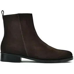 Men Brown Genuine Suede Side-Zip Ankle Boots