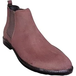 Men Chelsea Boots | Premium Synthetic Leather Ankle Boots for Office & Casual Wear | Slip-On Formal Boots | Brown