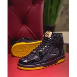 Men Croc Embossed Lace-Up Sneakers