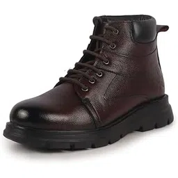 Men Genuine Leather Lace Up Ankle Boots | High Ankle Shoes | Featherlite Memory Cushion Boots | Casual and Work Wear