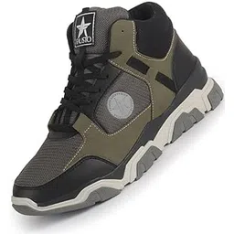 Men High-Top Heavy Duty Hikking Trekking Biking Boots | Breathable Athletic Lace Up Casual Shoes with Cushioned Insole | Street Style, Sports and Adventure