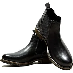 Men Leather formal And Semi Casual Slip-On Clelsea Boot - 11 Black