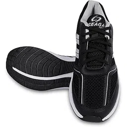 Men Lightweight Breathable Mesh Running Shoes, Stylish Red Lace-Up Sports Sneakers with Cushioned Insole & Anti-Slip Sole,Ideal for Playing Badminton, Cricket (Black, 6)