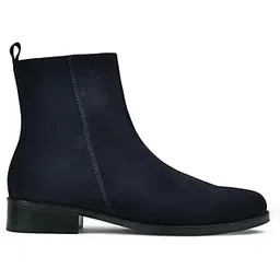 Men Navy Blue Genuine Suede Side-Zip Ankle Boots