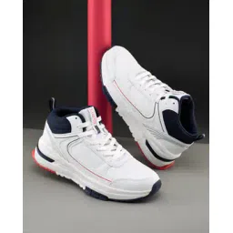 Men Round-Toe Sneakers with Lace Fastening 