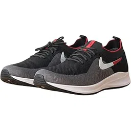 Men Sports Running Shoes with Breathable Mesh Upper for Jogging Walking Gym (Black)