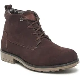 Men Suede Leather Lace-up Boots | Mid-top Ankle Round toe, Patterned TPR Outsole, Block-Heel, Leather Boots for Men | T_SH_TW_31_P