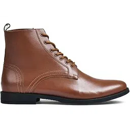 Men Tan Genuine Leather Lace-Up Ankle Boots