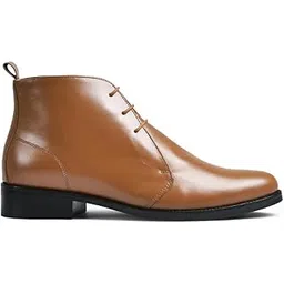 Men Tan Genuine Leather Lace-Up Formal Ankle Boots