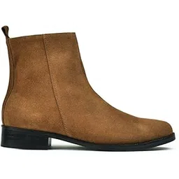 Men Tan Genuine Suede Side-Zip Ankle Boots