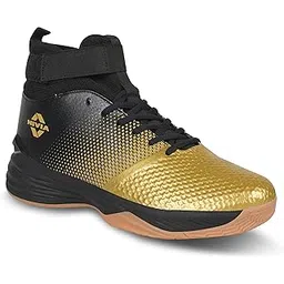 Men Tucana Gold Basketball, Shoes for Men with Breathable mesh Stitched for Better fit and Smooth, Comfortable Shoes, Knitted Collar Rib with Ankle Support