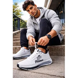 Men White and Black Casual Sneakers | Lightweight Daily Wear Shoes Sneakers For Men