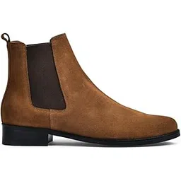 Men Yellow Genuine Leather Glossy Chelsea Boots