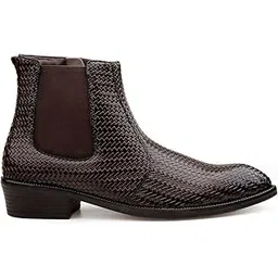 Men's 1.5 Inch Block Heel Height Increasing Premium Texture Faux Leather Material Casual Formal Slipon Chelsea Boot