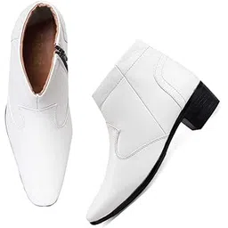 Men's 2" Height Increasing Synthetic Material Formal Chelsea Slip-On Boot with Pu Sole.