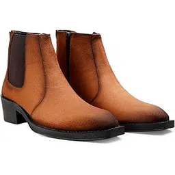 Men's 2 Inch Block Heel Height Increasing Casual Formal Slipon Chelsea Boot and Outdoor Boot