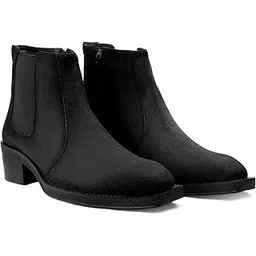 Men's 2 Inch Block Heel Height Increasing Casual Formal Slipon Chelsea Boot and Outdoor Boot