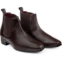 Men's 2 Inch Heel Height Increasing Faux Leather Material with Casual Formal Ankle Boot and Chelsea Boot.