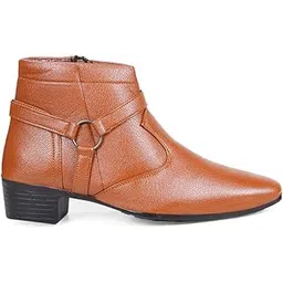 Men's 2 Inch Heel Height Increasing Formal Ring Buckle Zipper Boots