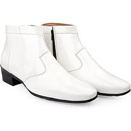 Men's 2 Inch Heel Height Increasing Patent Material with Casual Formal Slipon Outdoor, Ankle Boot.