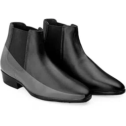 Men's 3.5" Hidden Height Increasing Faux Leather Material Classic Chelsea Style Elevator Boots