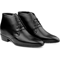 Men's 3.5 Inch Hidden Height Increasing Faux Leather Material Casual Formal Laceup, Ankle Derby Boot.
