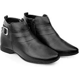 Men's 3.5 Inch Hidden Height Increasing Faux Leather Material, Casual Formal Slip-On Boot.