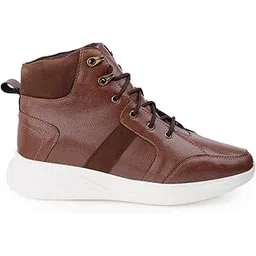 Men's 3.5 Inch Hidden Height Increasing, Faux Leather Material Casual Sneaker Laceup Ankle Boot.