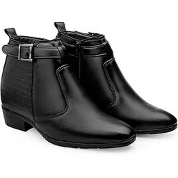 Men's 3.5 Inch Hidden Height Increasing Faux Leather Material with Casual Formal Slipon Boot.
